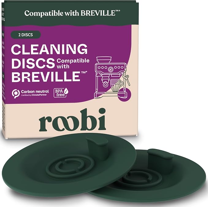 Roobi Espresso Cleaning Disc Compatible with Breville. 54mm Backflush for Disc Espresso Cleaning Tablets, 2 Pack by Roobi