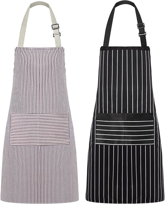 Syntus Apron for Men Women, Adjustable Cooking Kitchen Chef Aprons with 2 Pockets, Cotton/Polycotton/Polyester