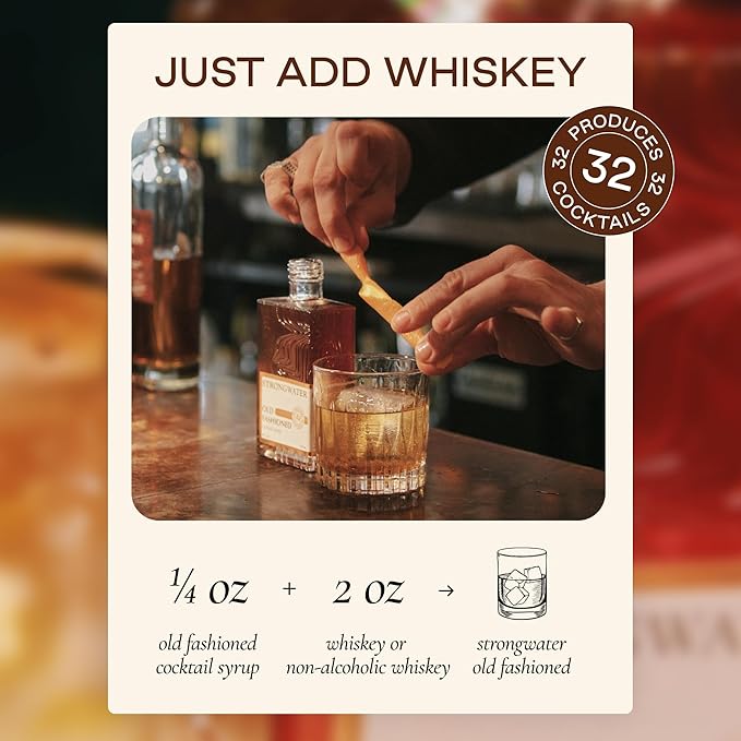 Strongwater Old Fashioned Mix - Makes 32 Cocktails - Handcrafted Old Fashioned Syrup with Bitters, Orange, Cherry, Organic Demerara Sugar - Craft Cocktail Mixer, Just Mix with Bourbon,Whiskey - 1 Pack - Image 6