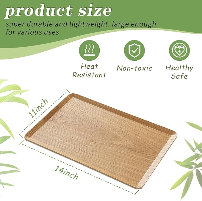 Wooden Trays for Eating, Decorative Serving Trays for Party, Great for Tea Tray, Bar Tray, Breakfast Tray - 11 x 14 Inch