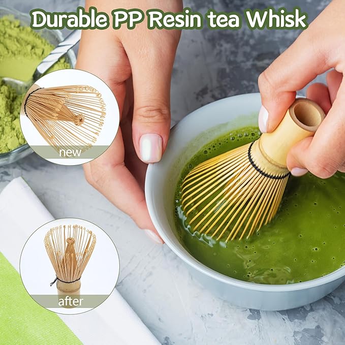 Traditional Matcha Whisk Set,Bamboo Matcha Set Kit,Matcha Tea Set with Whisk,Tea Scoop,Matcha Spoon,Powder Starter Sifter,Matcha Kit Set for Tea Lovers,Matcha Starter Kit for Gifts