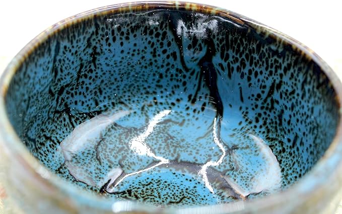 Japanese Traditional Handcrafted Matcha Chawan Tea Bowl Cup Ceremony Tableware Pottery (Tenmoku Seiryuu)