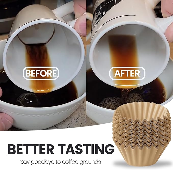MIMORE Coffee Filters - 150 PCS Percolator Coffee Filters for Farberware FCP240 Yosemite 8 Cup, Coletti Bozeman 6-9 Cup, Elite Gourmet EC140 - Disposable Basket Coffee Filter Unbleached