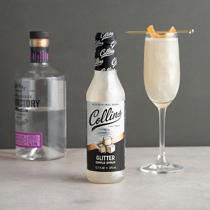 Collins Glitter Simple Syrup, Sparkle Cocktail Mixer with Edible Shimmer, Made with Real Sugar, No High-Fructose Corn Syrup, Ideal for Festive Cocktails and Mocktails, Party Essentials, 12.7 oz - Image 8