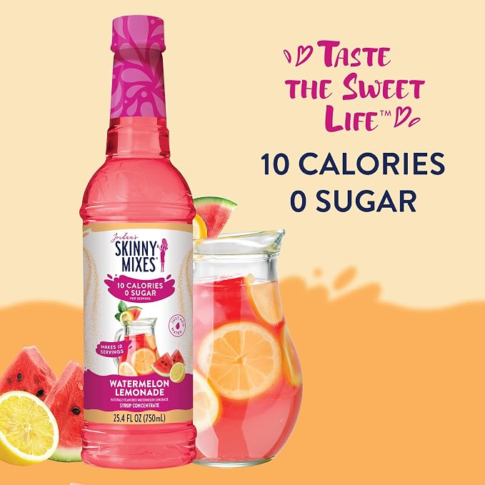 Jordan's Skinny Mixes Sugar Free Syrup, Watermelon Lemonade, Fruit Flavored Water Enhancer, Drink Mix Iced Tea, Lemonade, Drinks, Low Calorie Water Flavoring, Dairy & Gluten Free, Kosher, 25.4 Fl Oz - Image 4