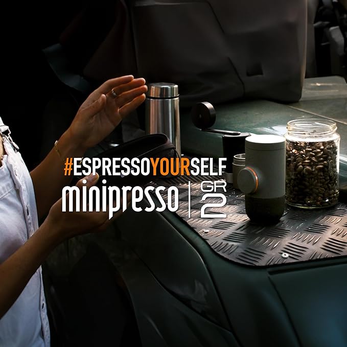 WACACO Minipresso GR2 Portable Espresso Maker Compatible Ground Coffee, Espresso Machine 18 Bar Manually Operated（Olive Grey）