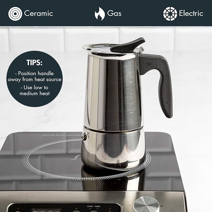 Primula 6 Cup Stovetop Espresso Coffee Maker, Stainless Steel (PES-4606)