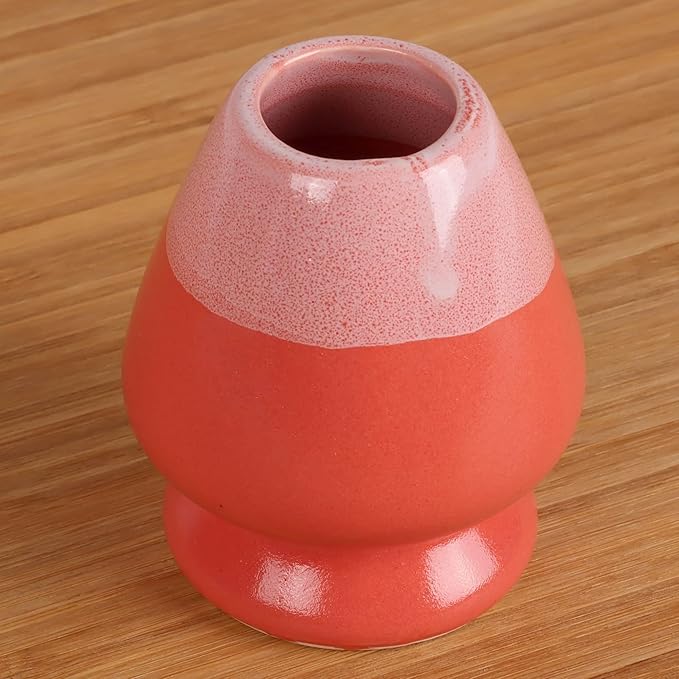Matcha Tea Bamboo Whisk And Ceramic Rest 2 Piece Set - Coral Holder - 1 Set