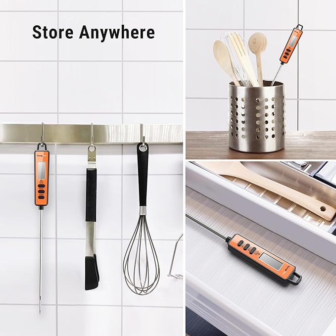 TempPro TP01A Digital Meat Thermometer for Cooking Candle Liquid Deep Frying Oil Candy, Kitchen Food Instant Read Thermometer with Super Long Probe, Backlit, Lock Function (Previously ThermoPro)