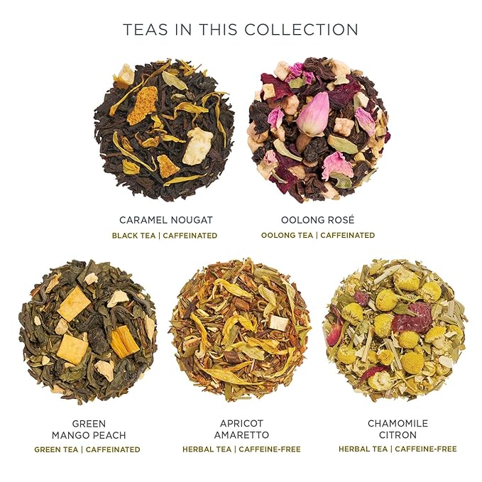 Tea Forte Premium Petite Presentation Box Gift Set Sampler, 10 Count, 2 of Each Blend Individually Wrapped Handcrafted Pyramid Infuser Bags, Jardin