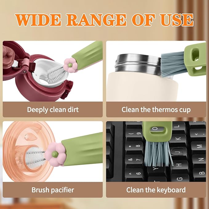 Wanme 3 in 1 Cup Lid Gap Cleaning Brush Set, Multifunctional Bottle Cleaning Brush, Cup Lid Gap Cleaner, Home Kitchen Crevice Brush Tools - Image 5