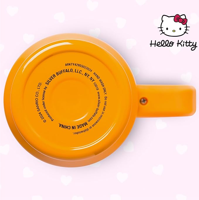 Silver Buffalo Sanrio Hello Kitty Halloween Jack-O-Lantern Double Walled Stainless Steel Tumbler with Handle and Straw, Fits in Standard Cup Holder, 40 Ounces