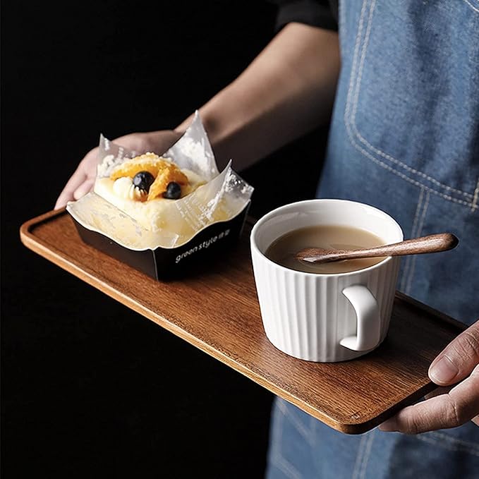 Mini Wooden Serving Platter, Small Wood Serving Tray for Tea/Coffee (Set of 2, M)