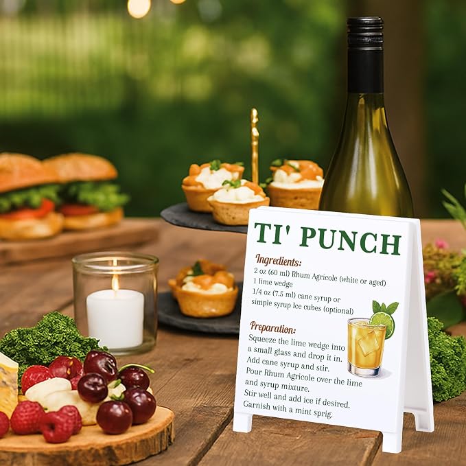 Ti' Punch Recipe Rustic Bar Decor for Home Cafe Farmhouse Cocktail Sign for Kitchen Bar Cart Accessories Mixology Christmas Gift for Bartender Men Women New Couple - 5.59 x 4.33 inch Acrylic Sign - Image 3