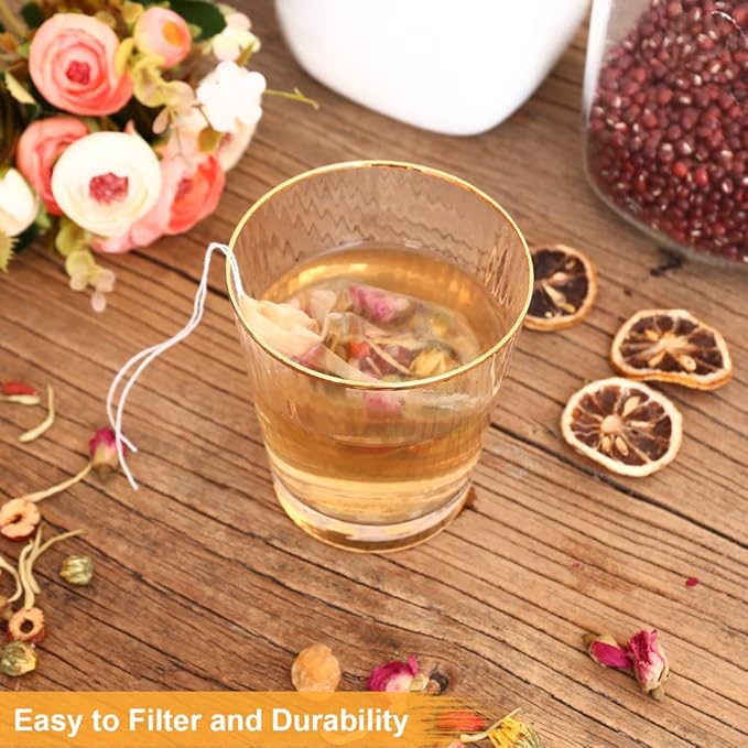100PCS Tea Filter Bags, Disposable Tea Bags for Loose Leaf Tea, Drawstring Empty Tea Infuser, BetyBedy Tea Steeper, Natural Unbleached Wood Pulp Paper Material, 1-Cup Capacity（3.15 x 3.94 inch）