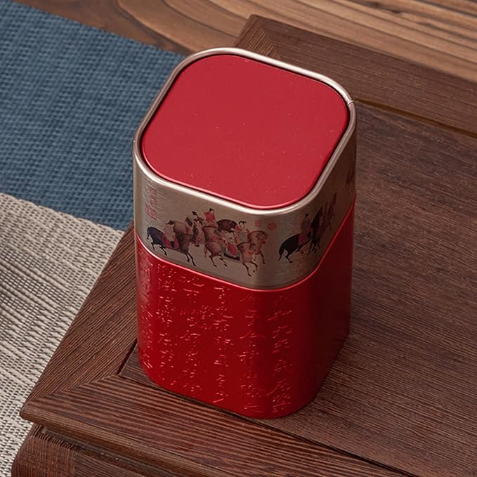 Tea Packagings Box Empty Tea Tin Can Square Tinplate Containers for Loose Tea Coffee Candy Cookie Spices Square Tinplate Can Tea Room Decoration Accessory