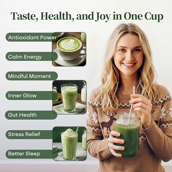 Matcha Set, Japanese Matcha Kit with Ceramic Bowl & Holder, Bamboo Whisk & Scoop, Stainless Steel Sifter, Complete Matcha Accessories Set for Traditional Tea Ceremony, Home & Gift,Green
