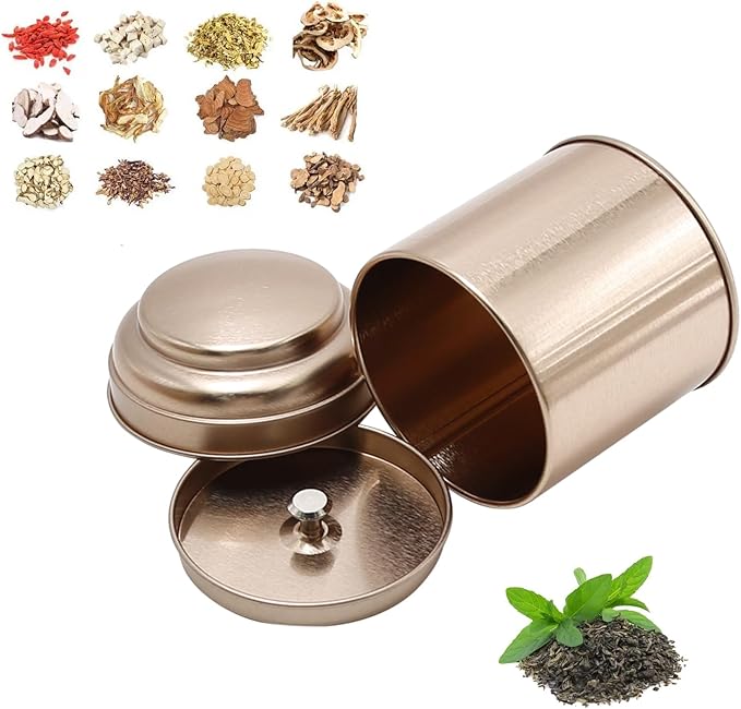 6Pcs Tea Tins Canister with Airtight Double Lids, Mini Tea Storage Containers 8 Oz Round Tin Can Box, for Loose Bags Coffee Sugar Candy Spices