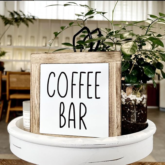 Coffee Bar Sign and Decor Set - Wooden Box Signs for Home, Farmhouse Wood Table Decor, Country Style Cafe Decoration - Image 4