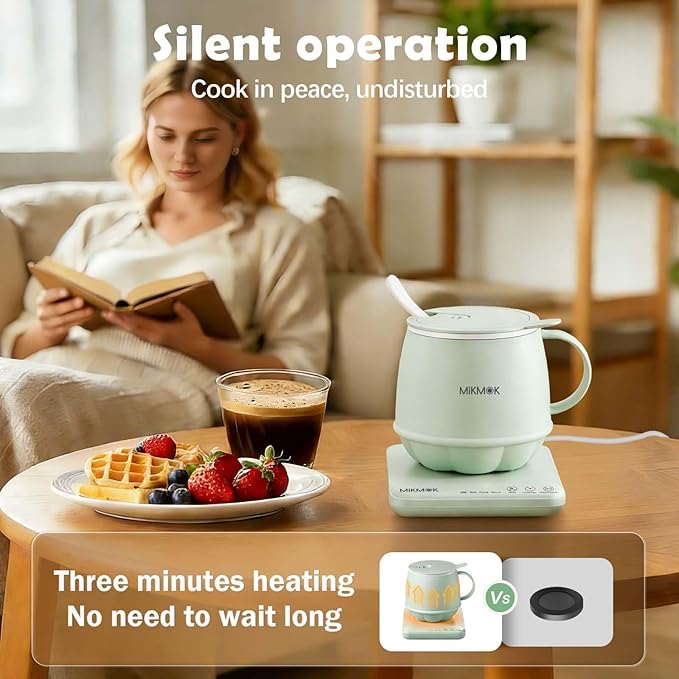 Table Boiling Water Mug, Beverage Warmer, 45-100℃ Temperature Control, 13.5Oz 300W Fast Coffee Heating Cup, 4H Keep Warm, Electric Coffee Mug for Office, Home, Dorm, Gift for Friends Family Coworkers