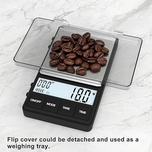 Coffee Scale with Timer 1000g /35oz, Accuracy 0.1g, Espresso Scale for Both Pour Over and Espresso Machine, Units in Gram and Ounce, Easy Control Timer, Mini Scale for Coffee