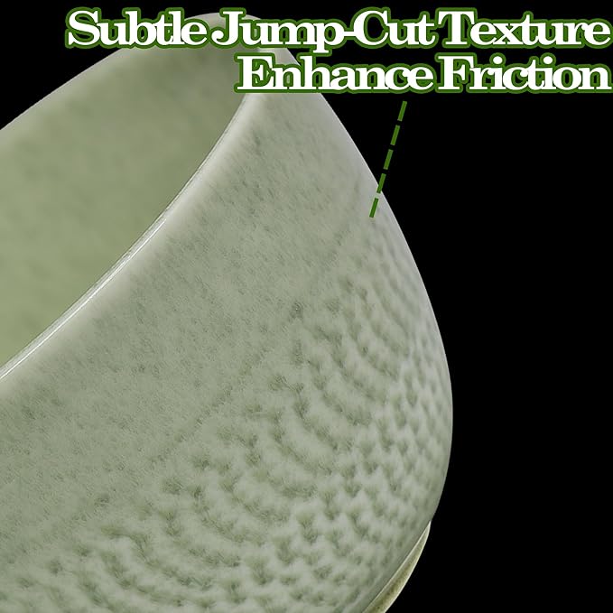 Matcha Bowl with Spout, Traditional Ceramic Matcha Tea Bowl Japanese Ceremonial Chawan for Whisking Mixing & Daily Use, 18oz/500ml Green
