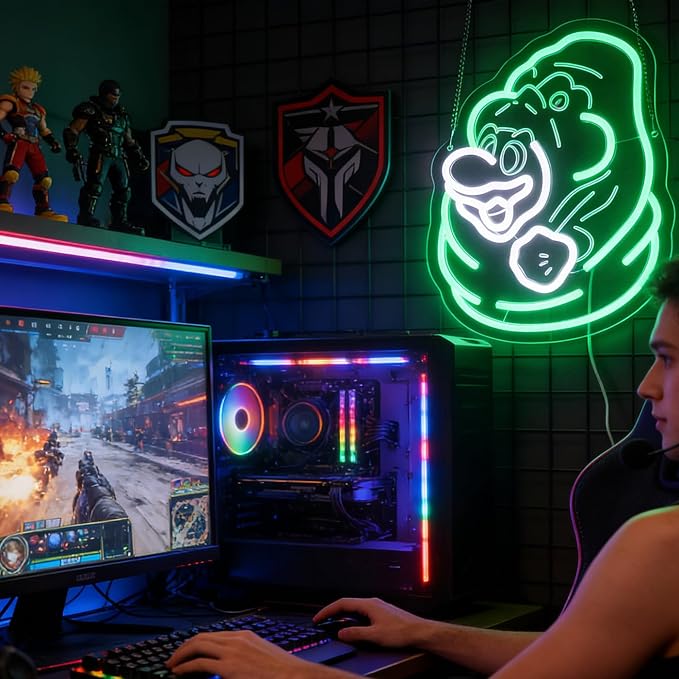 Funny Man Gaming Neon Sign for Kids Bedroom Game Room, LED Anime Wall Art for Gaming Setup, Man Cave, Dorm Decor, Dimmable USB, Awesome Gift for Gamers Teens, Boys, Kids - Image 3