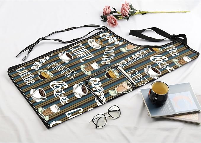MBMSO Life Begins After Coffee Apron - Barista Gift, Coffee Themed Kitchen Apron