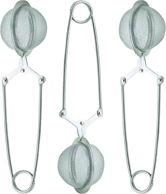 HIC Kitchen Snap Mesh Ball Tea Infusers, 18/8 Stainless Steel, For Loose Leaf Tea and Mulling Spices, Set of 3