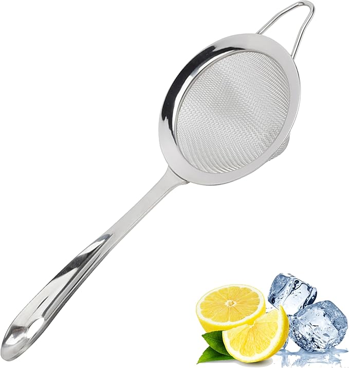 A Bar Above Fine Mesh Sieve Strainer, 304 Stainless Steel Cocktail Strainer with Ergonomic Handle, Professional Grade Bar Tool for Double-Straining Cocktails, Tea, Coffee, Herbs, and More