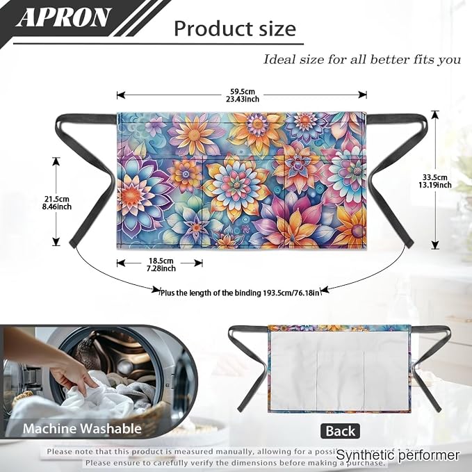 Server Apron with 3 Pockets 13 Inch Short Half Waist Aprons Waterproof Cooking Aprons for Women Men - Image 7