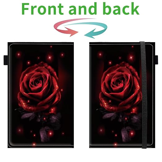 Server Books for Waitress, 5x9 Inch Waitstaff Server Order Pads, 11 Large Pockets, Cute PU Leather Waitress Book Server Wallet with Elastic Band Fit Server Apron,Red Rose - Image 2
