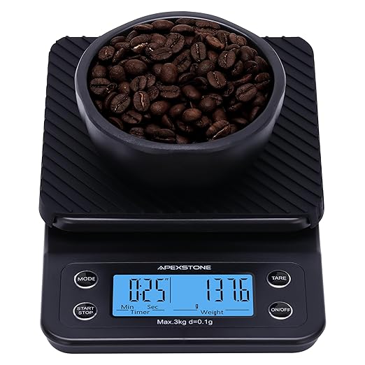 Apexstone Coffee Scale with Timer, Espresso Scale with Timer, Espresso Coffee Scale with Timer for Pour Over Coffee (Batteries Included)