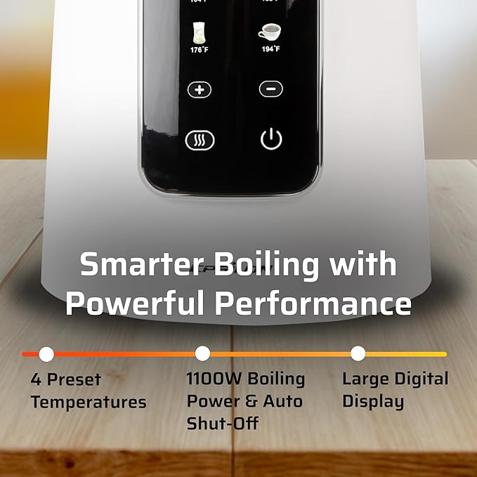 Epsilon LCD Electric Kettle 1100W - 1.7L Hot Water Tea Kettle with Digital Display, Temperature Control, Fast Boil, BPA-Free Electric Teapot with Auto Shut-Off & Boil Dry Protection