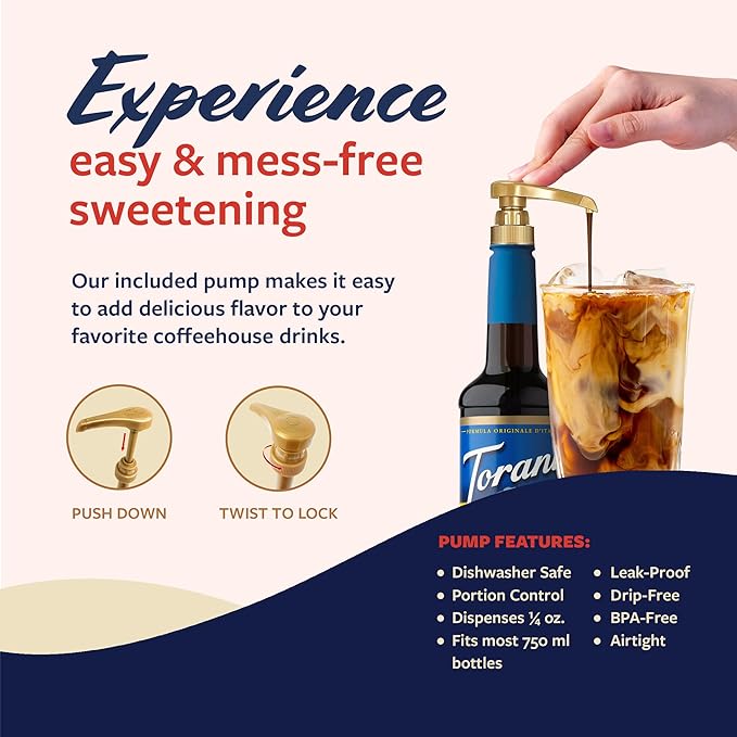 Torani Sugar Free Coffee Syrup, Chocolate Flavored Syrup for Drinks, Zero Calorie, Pump Included, 25.4 Fl Oz