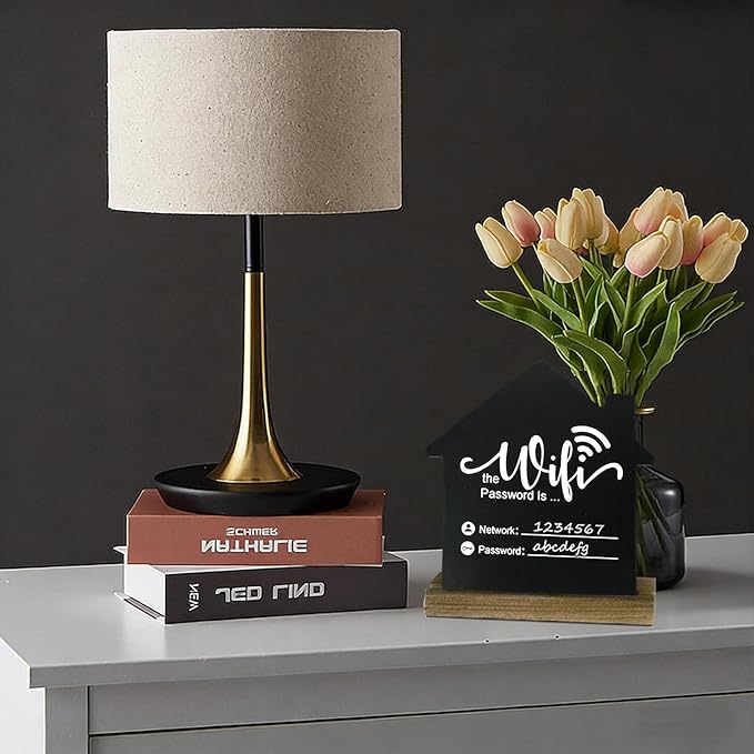WiFi Password Sign Wooden WiFi Sign Wireless Network Sign Table Chalkboard for Restaurant Supermarket Office Home Bar Coffee (6.1" HX5.9 W Black1)