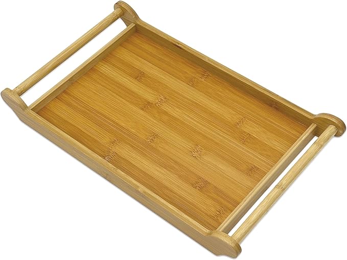 Bam & Boo - Bamboo Serving Tray with Extra Large Handles (10.25" x 17.5")