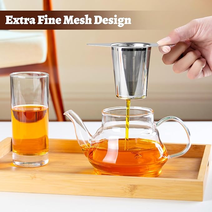 Loose Leaf Tea Infuser with Lid Set of 2, Ultra-Fine Mesh Tea Strainer, Large Capacity, Double Handles, Can be Hung on Teapot, Cup, Gift for Tea Lovers