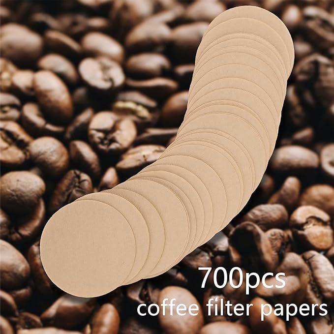 AIEX 700pcs Unbleached Paper Coffee Filter Round Replacement Coffee Filters Fits for Aerobie for Aeropress Coffee and for Espresso Makers (6.4cm/2.5inch in Diameter)