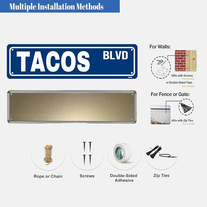 Tacos BLVD Sign Novelty Street Metal Tin Signs Road Sign for Cafes Bar Pub Beer Club Wall Home Decor 16X4 Inches - Image 4
