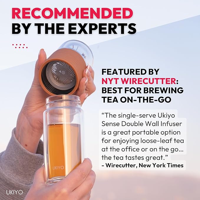 Premium Double-Wall Glass Tea & Fruit Infuser Bottle - Travel Tumbler with Stainless Steel Filter and Neoprene Sleeve