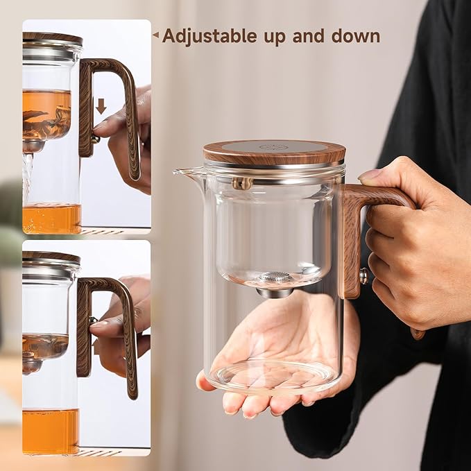 Tea Infuser Enchanti Tea Pot, Magic Glass Teapot with Infusers for Loose Tea, Detachable Glass Tea Brewer, Ideal for Tea Steeper 1000ML/33.82oz