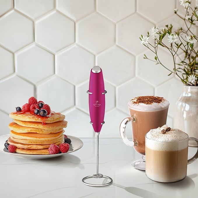 Zulay Kitchen Powerful Milk Frother Wand With 4 AA Duracell Batteries - Ultra Fast Handheld Drink Mixer - Electric Whisk Foam Maker for Coffee, Lattes, Cappuccino, Matcha & Creamer