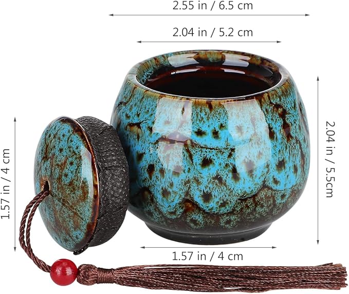 5Pcs Mini Tea Storage Containers Vintage Chinese Style Tea Leaves Sealing Can Portable Ceramic Tea for Coffee Candy Chocolate Sugar Spices (random color)