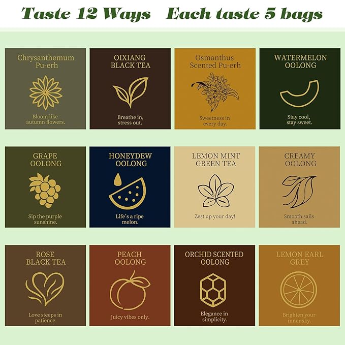 HugCoz Tea Gift Set | 24 Assorted Tea Bags | Christmas Day & Corporate Gifting Option | 12 Exotic Herbal Blends with Premium Whole Leaf in Eco-Friendly Pyramid Bags