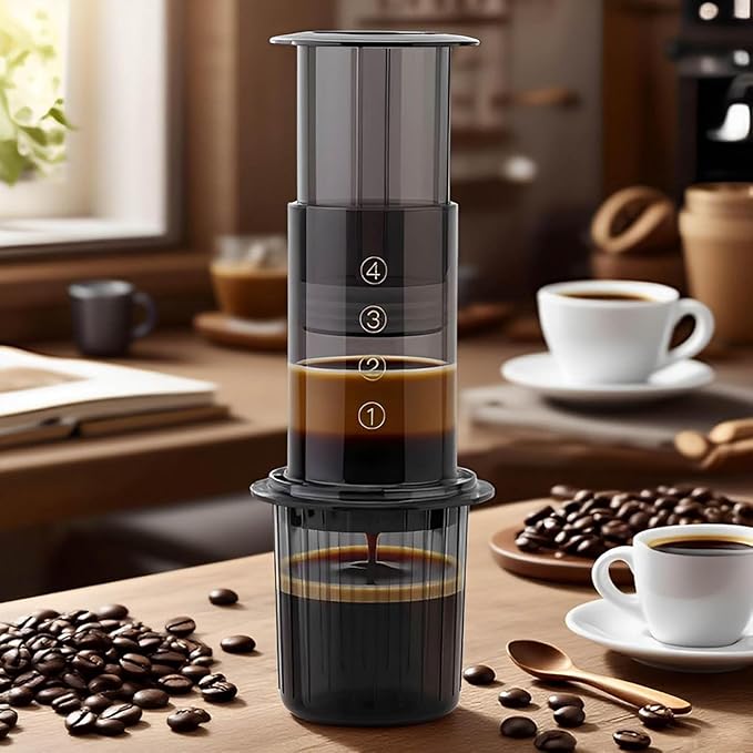 Portable Coffee Maker for Camping & Travel, Coffee Press - All-in-One French Press, Pour-Over & Espresso Style Manual Brewer, Small Coffee Maker for Full Bodied Coffee Without Grit, Less Bitterness