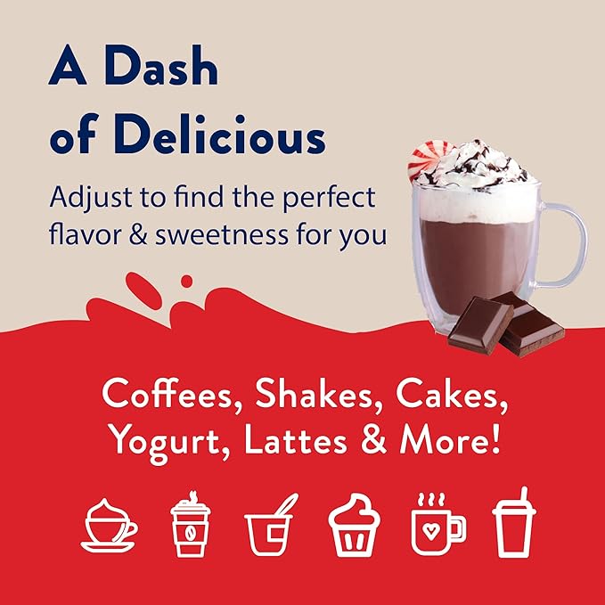 Jordan's Skinny Mixes Sugar Free Coffee Syrup, Peppermint Mocha Coffee Flavoring Syrup, Naturally Sweetened Zero Calorie Drink Mix, Lattes, Baking or Protein Shake, Dairy & Gluten Free, 12.7 Fl Oz
