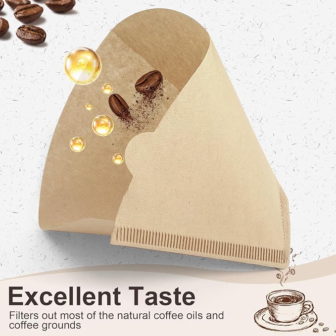 Coffee Filters #4, Unbleached Natural Coffee Filters 8-12 Cup, Disposable Coffee Filters, 4 Cone Paper Compatible with Ninja Coffee Maker, Pour Over and Drip Coffee Maker, 100 Count
