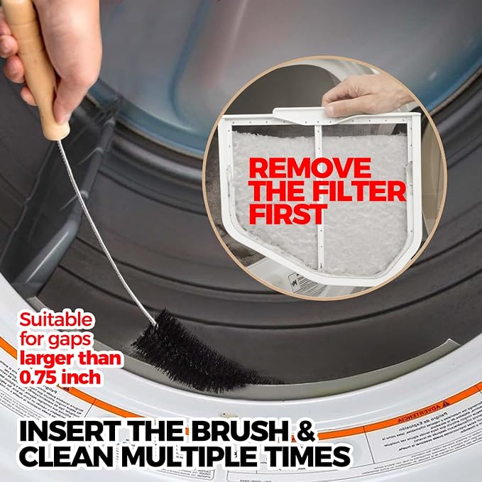 Holikme Dryer Vent Cleaner Kit Clothes Dryer Lint Brush Vent Trap Cleaner Home Essentials Long Flexible Vacuum Brush,Crevice Gap Cleaning Tool Brush - Image 2