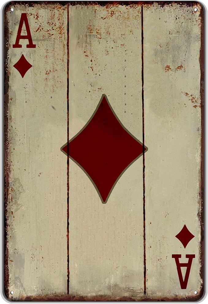 Vintage Poker Wall Decor Metal Sign Retro tin Sign Wall Decorative Signs for Man Cave Home Cafe Pub bar Shop 12x8 Inch Dianmond Ace by TREEPERI